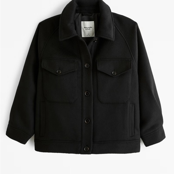 Abercrombie & Fitch Black Utility Jacket Wool Blend New with Tags - Picture 5 of 10